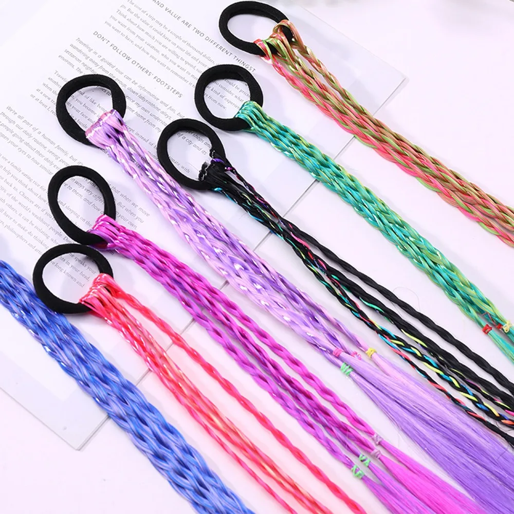 

1 pc Girls Elastic Hair Band Rubber Band Hair Accessories Wig Ponytail Headband Kids Twist Braid Rope Headdress women headwear