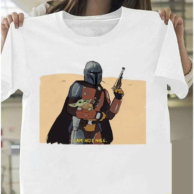 Милая футболка с Йодой для малышей Мужская футболка с мандалорианскими Звездными войнами Милая футболка унисекс с забавным рисунком Йоды для детей футболки в стиле хип-хоп - Цвет: 3135