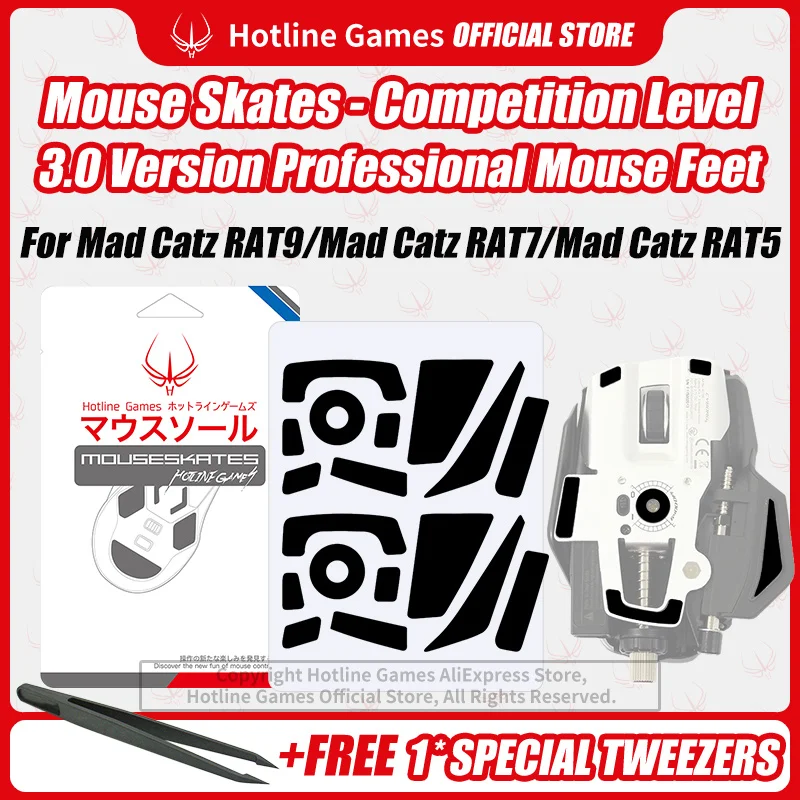 

2 Sets Hotline Games 3.0 Mouse Skates Mouse Feet Replacement for MadCatz Rat5,Smooth,Durabe,Glide Feet Pads