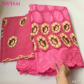 

XIUYSAI Nigerian Lace Fabric 2020 High Quality Swiss Voile In Switzerland Pink Hot Selling 100% Cotton African Dry Lace Fabric