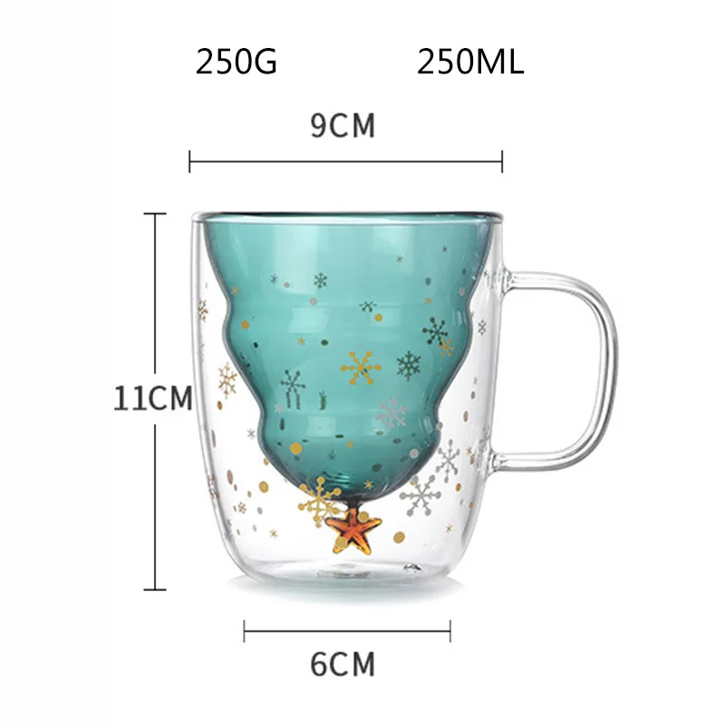 Рождественская елка форма стеклянная Питьевая кофейная чашка молоко кружка высокое боросиликатное 250 мл