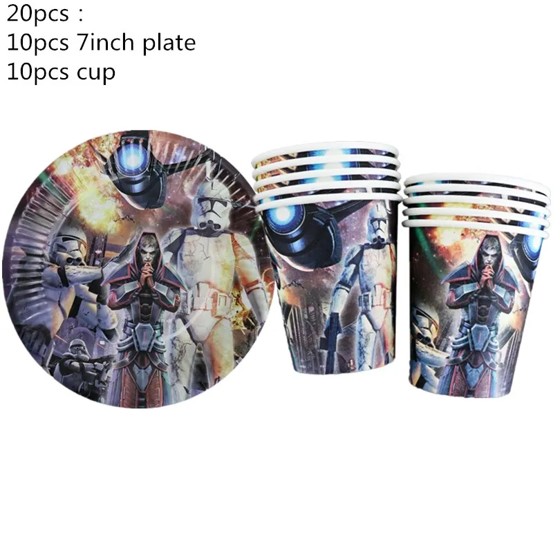 Star Wars Theme Birthday Tableware Set Tablecloth Napkins Birthday Party Table Cover Flags Plates Cups Decora Boys Kids Favors 