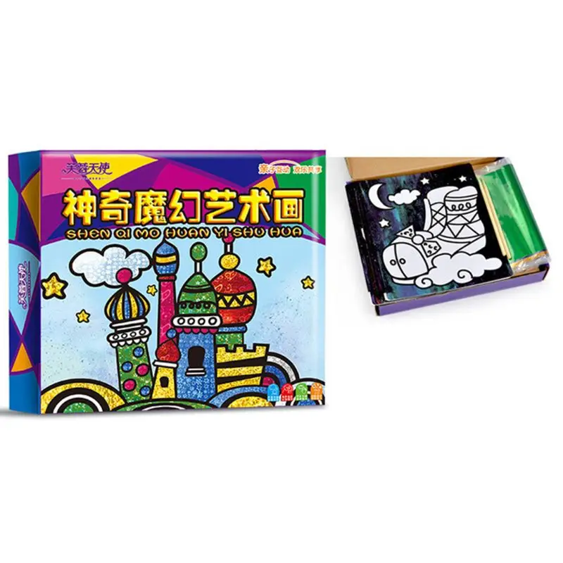 Kids Stickers Color Magical Hand paste Art Painting DIY Material Children Sticker Puzzle Toy 2