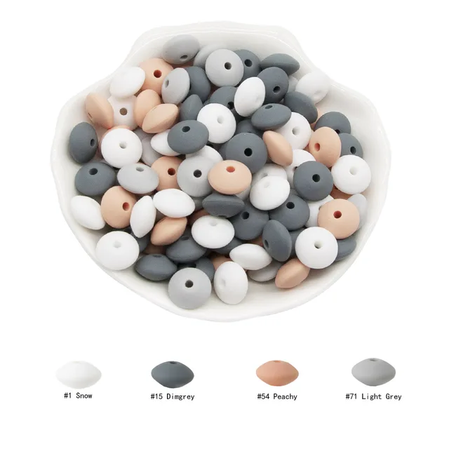 Cute-Idea 20Pcs Silicone Lentil Beads 12MM Baby Abacus Teething Beads BPA Free Newborn Baby Rodent Pacifier Chain Toy Baby goods P