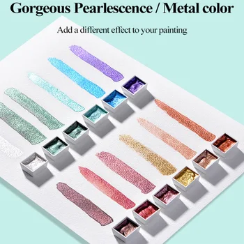 

12Colors Portable Glitter WaterColor Paint Set Metallic Gold Pigment Paint Artist Painting Watercolors Art Supplies