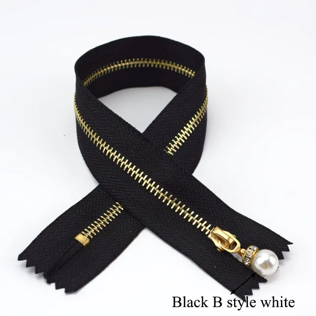 BWhitePearlBlack Meetee 10 шт 3#20/30 см металлическая молния с жемчугом пулер застежки-молнии с закрытым концом автоматической блокировки Декор застежкой-молнией, самодельный сумок куртка кошелек одежды аксессуары для шитья - Цвет: BWhitePearlBlack