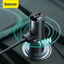 Baseus transmisor de FM Bluetooth modulador para automóvil manos libres para coche receptor de Audio 18W 2 USB adaptador de carga rápida Aux MP3 reproductor de Radio