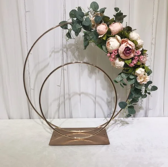 Flower Rack Floral Stand Wedding Table Arch Garlands With Double Circles flower stand iron holder m