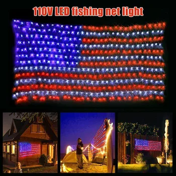 

2019 Hot Sale LED Net Lights American Flag Light For Festival Indoor Outdoor Decoration kerstverlichting Christmas lights New #2