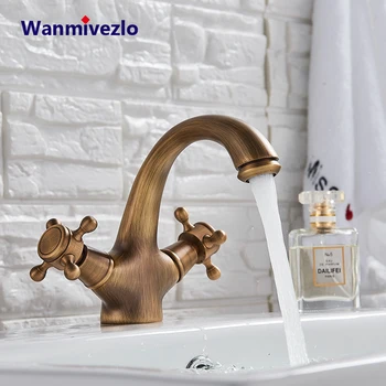 Antico Bidet doccia bagno lavabo rubinetto doppio maniglie miscelatore acqua calda fredda rubinetto girevole in ottone antico rubinetto dell'acqua della toilette 1
