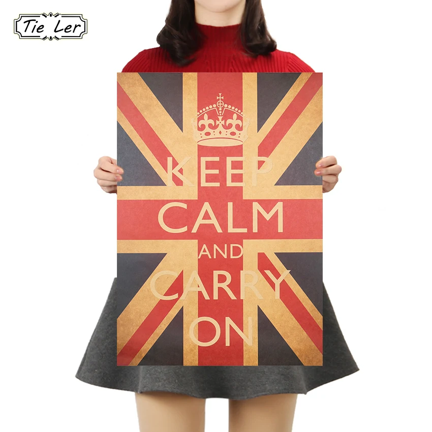 TIE LER Keep Calm And Carry On Vintage Retro Classic Poster Wall Art Decor Pictures Posters Kraft Paper Home Sticker | Дом и сад