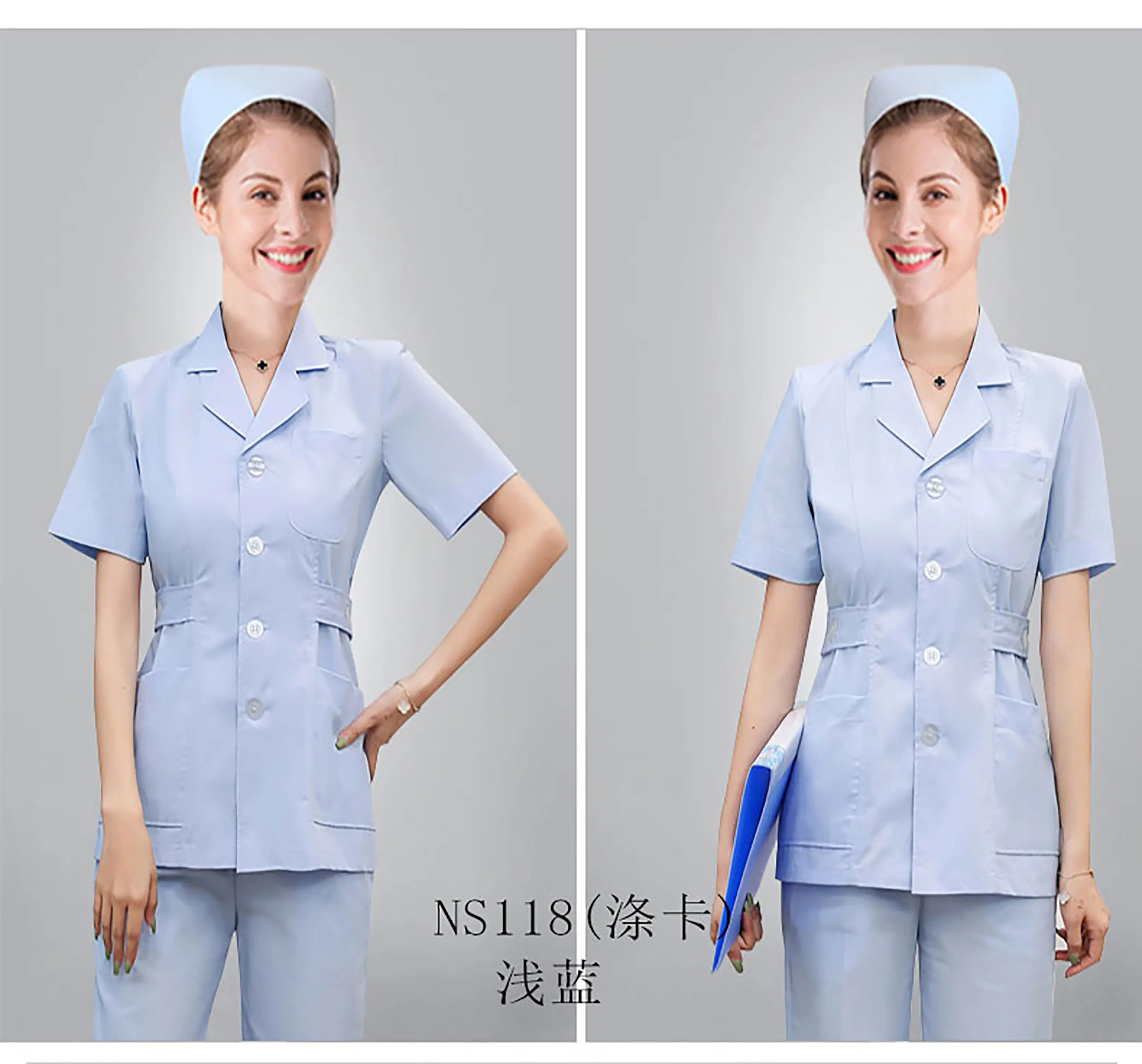 

The nurse wears the receptionist's office dental suit