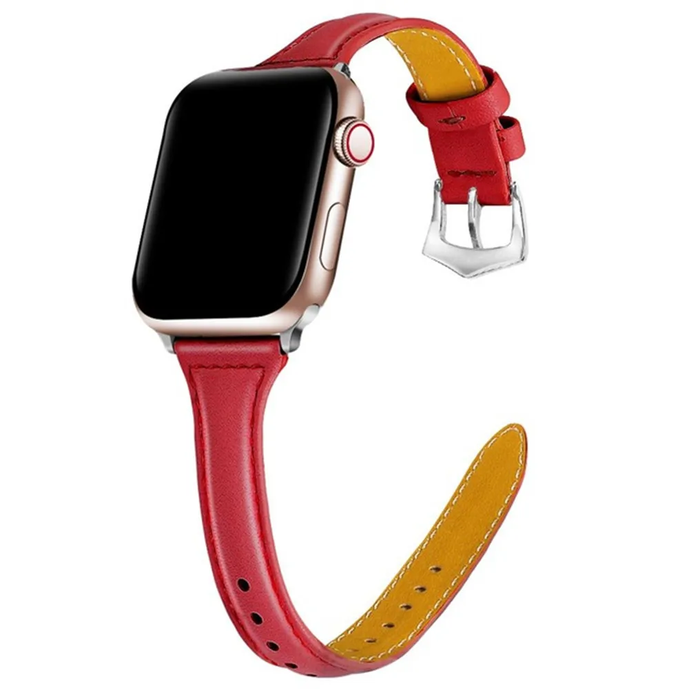 Ремешок из натуральной кожи для Apple Watch Band 42 мм 40 38 44 тонкий дамский браслет iwatch Series