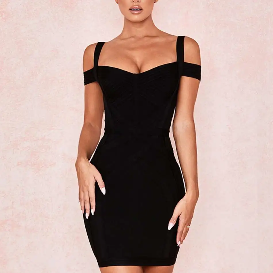 

Seamyla Black Off The Shoulder Slash Neck Spaghetti Strap Bandage Dress Women Sexy Dresses Summer Bodycon Club Evening Vestidos