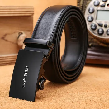 

High Quality Automatic Black Buckle Mens Belts Genuine Leather Men Belt Business Style Gift For Man Belt Riem Ceinture Homme