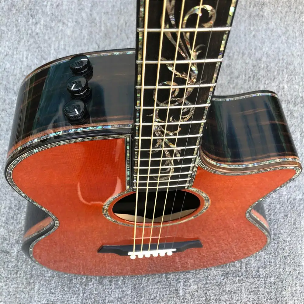 Фабрика на заказ Chaylor Cocobolo PS14 Акустическая гитара, настоящая инкрустация абалона гриф из черного дерева, твердая кедровая Акустическая гитара