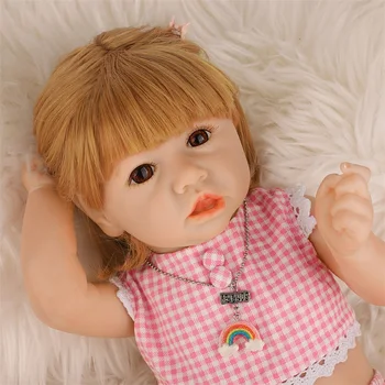 

22 Inch Lovely Pink Dress Rebirth Baby Doll 55 CM Short Hair Realistic Reborn Toddler Babies Doll Kids Play House Best Toys