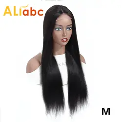 Aliabc монгольский 4*4 Кружева Закрытие парик 100% парики из натуральных волос для черный Для женщин Волосы remy прямая шнуровка, парики 150%