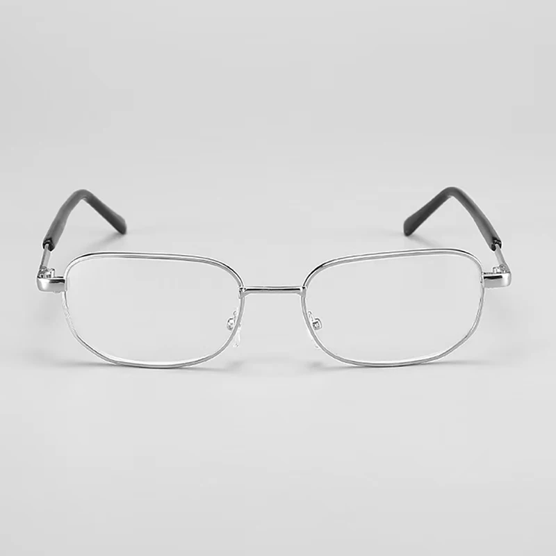 Reading Glasses Retro Square Presbyopic Eyewear Glass Lenses Metal Hyperopia Men +3.5+4