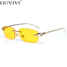 Маленькие прямоугольные Солнцезащитные очки женские роскошные Брендовые мужские винтажные металлические красные желтые прозрачные линзы Квадратные Солнцезащитные очки женские очки UV400