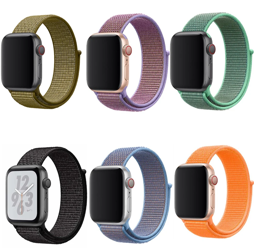 38 мм 42 40 44 ремешок для apple watch series 1 2 3 тканый нейлоновый iWatch 4 5 с красочным узором