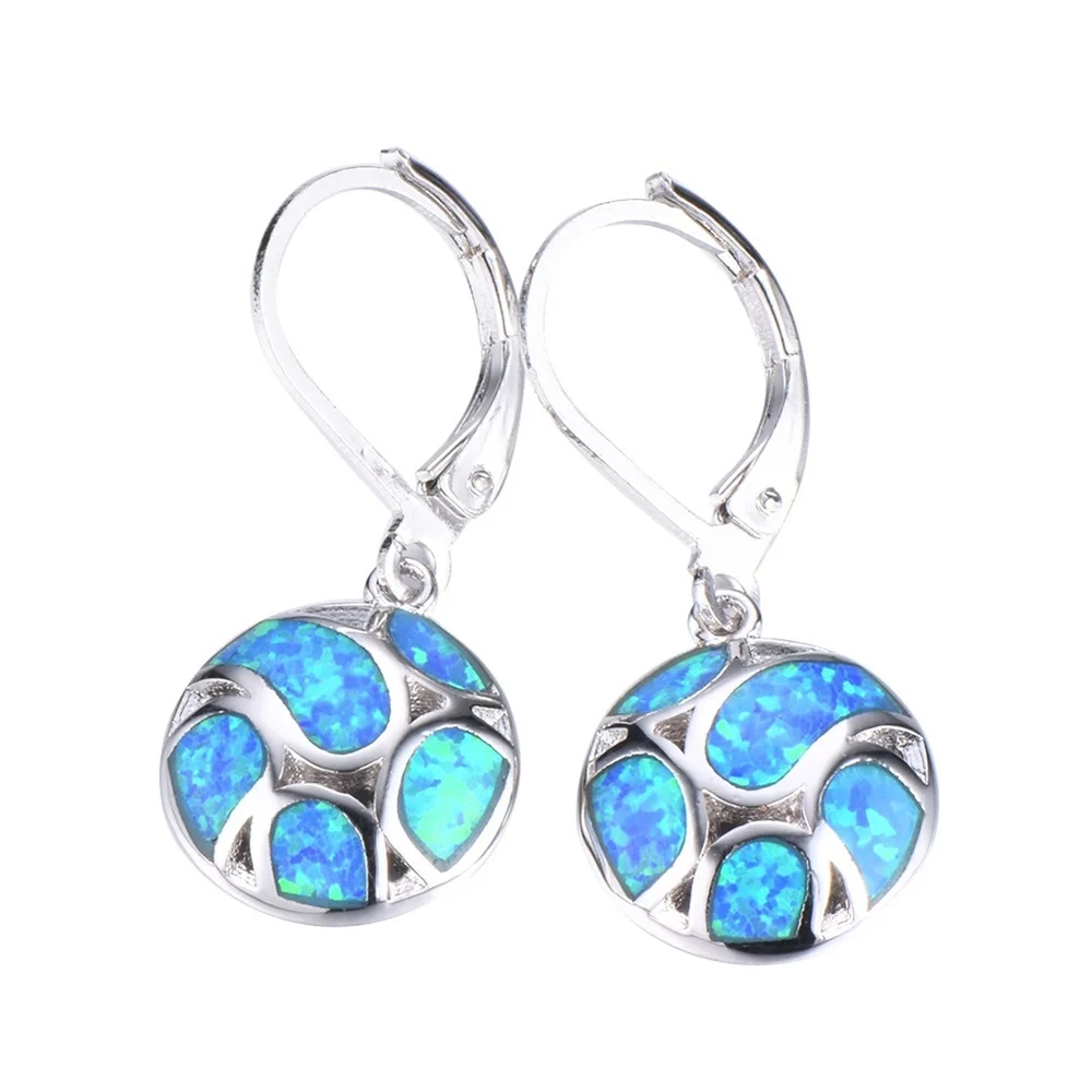 Fashion Women Earrings Bohemian Blue/White Fire Opal Long Dangle Earrings For Women Accessories Elegant Statement Jewelry - Окраска металла: Синий