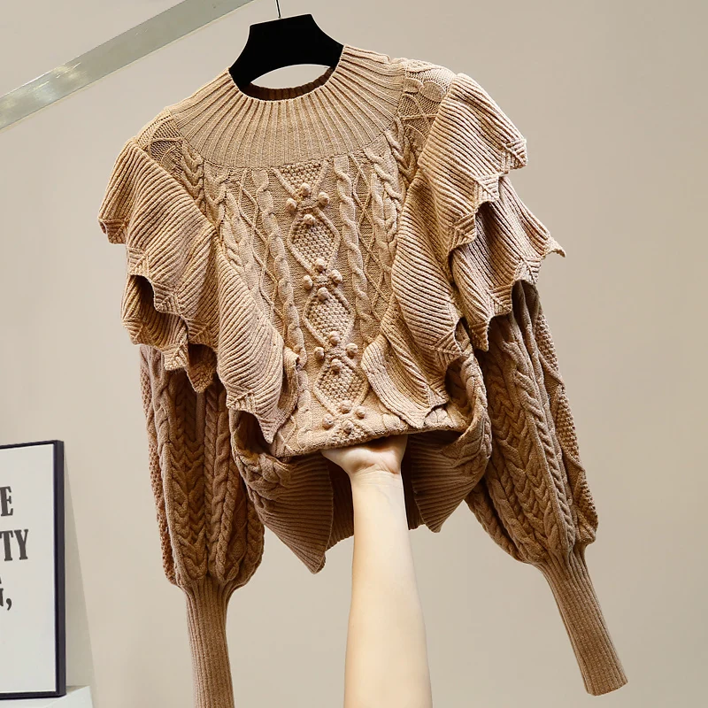 2020 Fall Winter Vintage Sweater Women Lantern