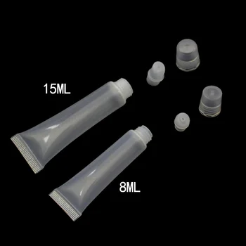 

8ml 15ml Empty Portable Squeezable Lip Paint Oil Refillable Container, Clear Plastic Soft Hose Tube for Lipgloss,Lipstick Bottle