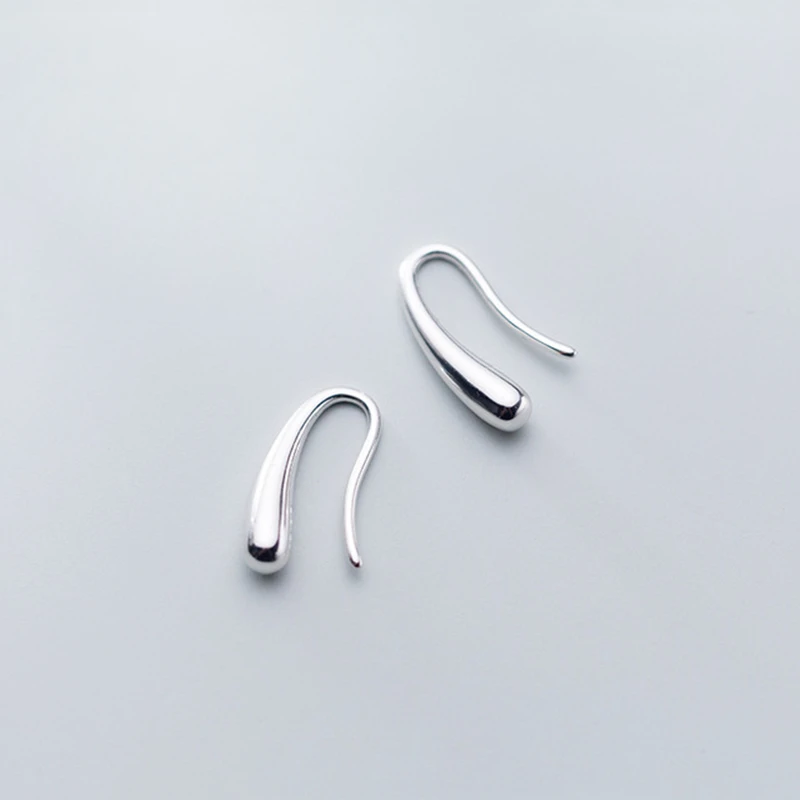 

925 Sterling Silver Minimalism Style Smooth Water Drop Tears Dangle Hook Earrings For Women Fashion Silver Jewelry E7347
