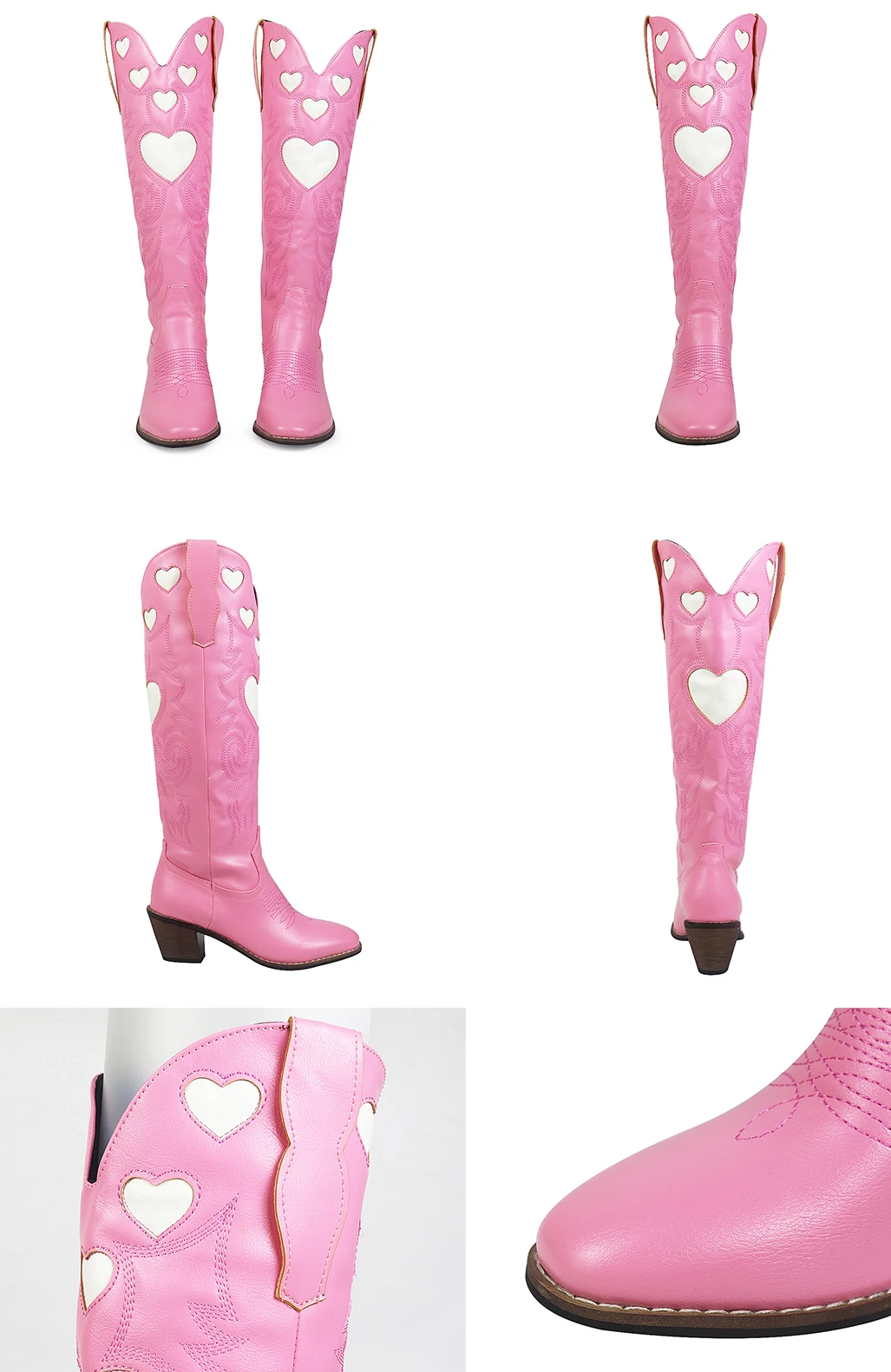 Colorful Love Heart Western Boots Cowgirl Cowboy Chunky Heel