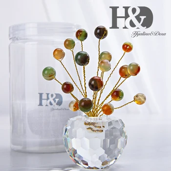 

H&D Fengshui Crystal Ornament India Natural Stone Copper Wire Wrap Car Dashboard Decoration Christmas Gifts Home Office Decor