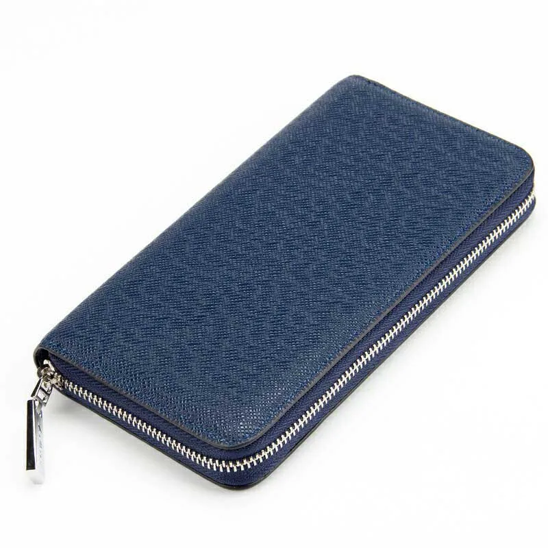 Мужские кошельки классический длинный стиль держатель для карт мужской кошелек качество PU молния большой емкости Роскошный кошелек для мужчин клатч - Color: Cross blue