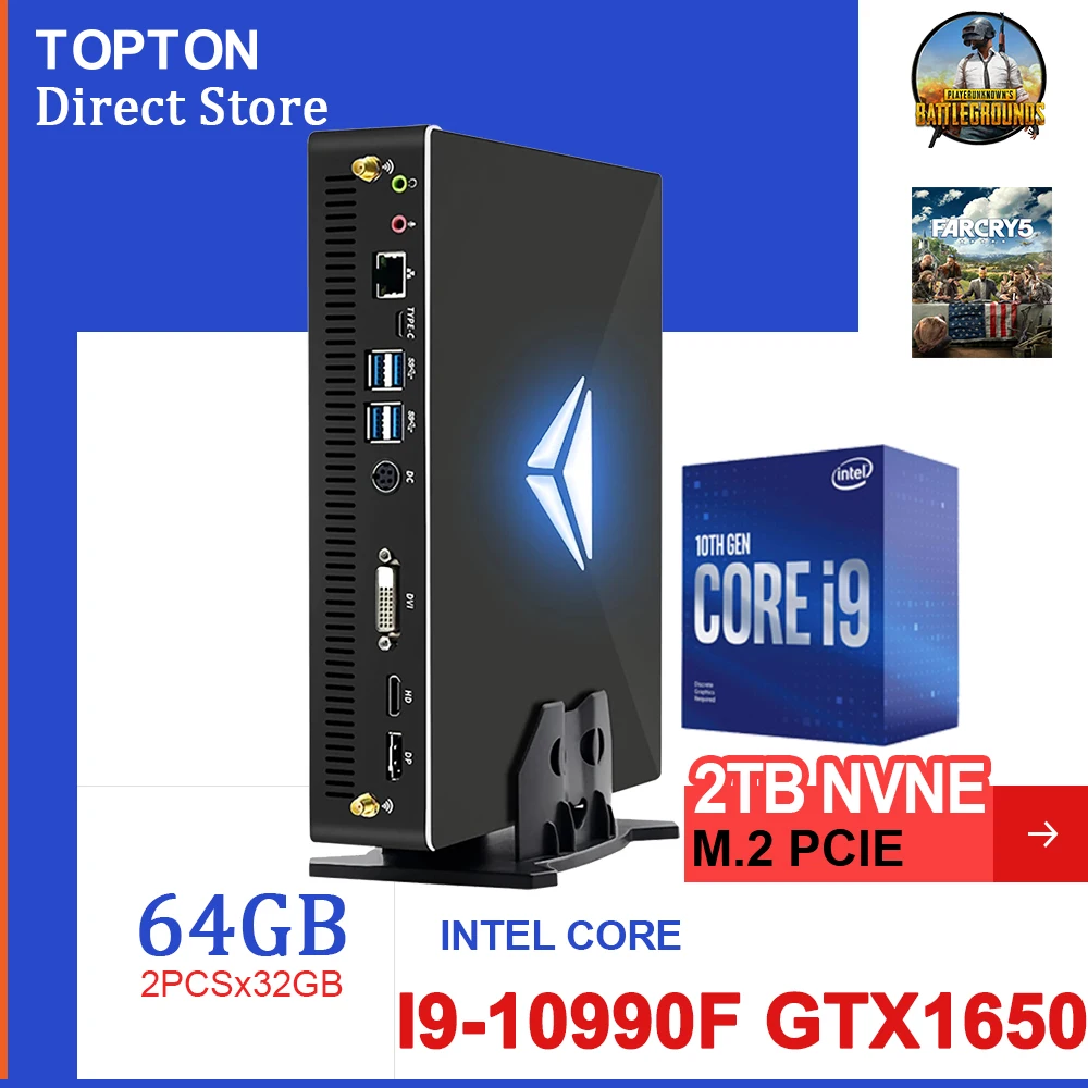 2021 Топ для игровых мини-ПК Intel Core I9-10900F i7-10700F Nvidia GTX 1650 4G Настольный компьютер башни
