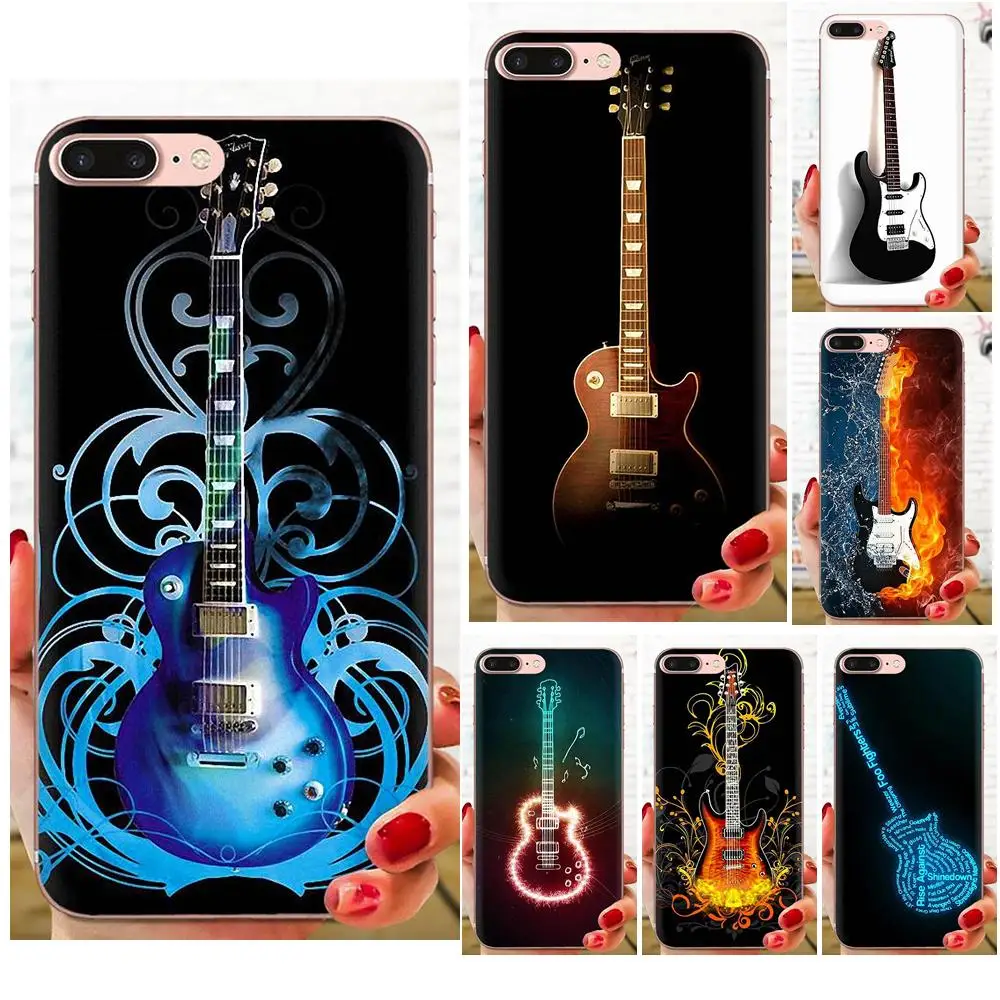 

Guitar Blue Music Note Electric Bass Cover Style Design Cell Phone Case For Xiaomi Redmi Note 2 3 3S 4 4A 4X 5 5A 6 6A Pro Plus