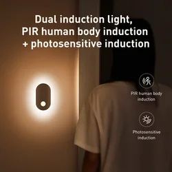 Baseus novidade led luzes da noite pir sensor de movimento luz usb recarregável lâmpada parede cabeceira casa inteligente para armário cozinha