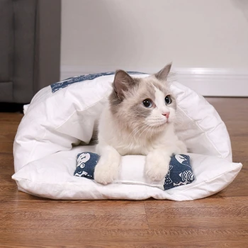 

Closed Removable Cat Bed Sleeping Bag Plush Warm Winter Pet Nest Mat Washable Kennel Lovely Dog Bed Sofa Cushion Fluffy