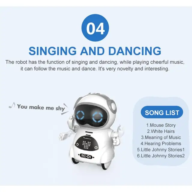 Hot! Intelligent Mini Pocket Robot Walk Music Dance Toy Light Voice Recognition Conversation Repeat Smart Interactive Kids Gift 6