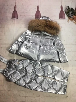 

Raccoon fur 2020 winter jacket child suit jacket+pant twinset boy & girl ski suits children 90% Duck down jacket outerwear parka