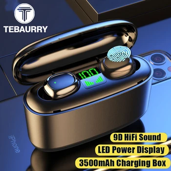 

TWS Bluetooth V5.0 Earphones Wireless Headphones Sport HD Stereo Earbuds Waterproof Headset with Microphone 3500mAh charging Bin