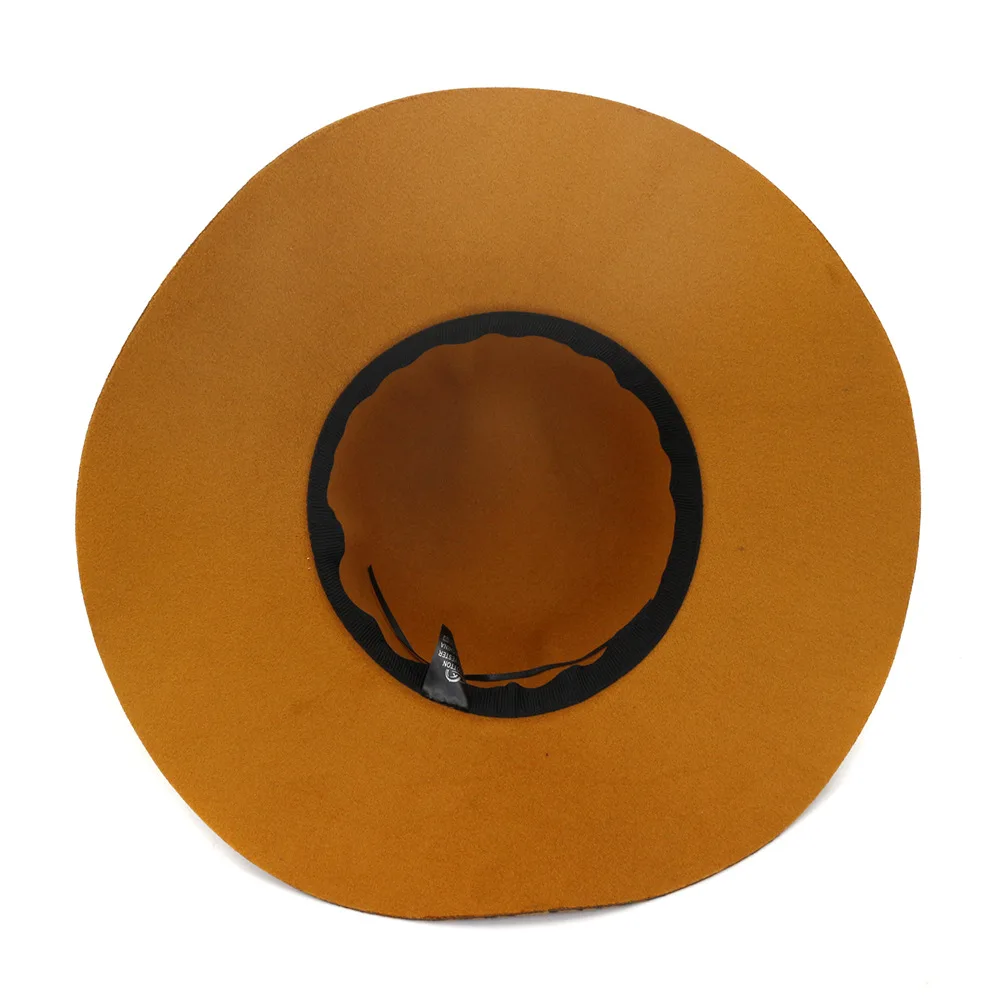 QBHAT Wide Wave Brim Artificial Wool Felt Fedora Hats Leopard Printting Women Floppy Hat Fashionable Female Dress Hat Sun Cap 6