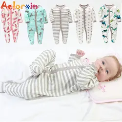 Barboteuse pour nouveau né de 0 à 7 mois, vêtements pour bébé fille et garçon, imprimé Animal mignon, combinaison à manches longues, pyjama en coton pour nourrissons 