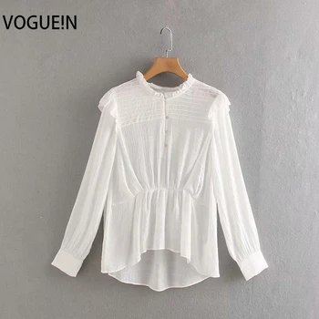 

VOGUEIN New Womens Casual Long Sleeve Black/Red/White Ruffled Detail Top Blouse Shirt Wholesale