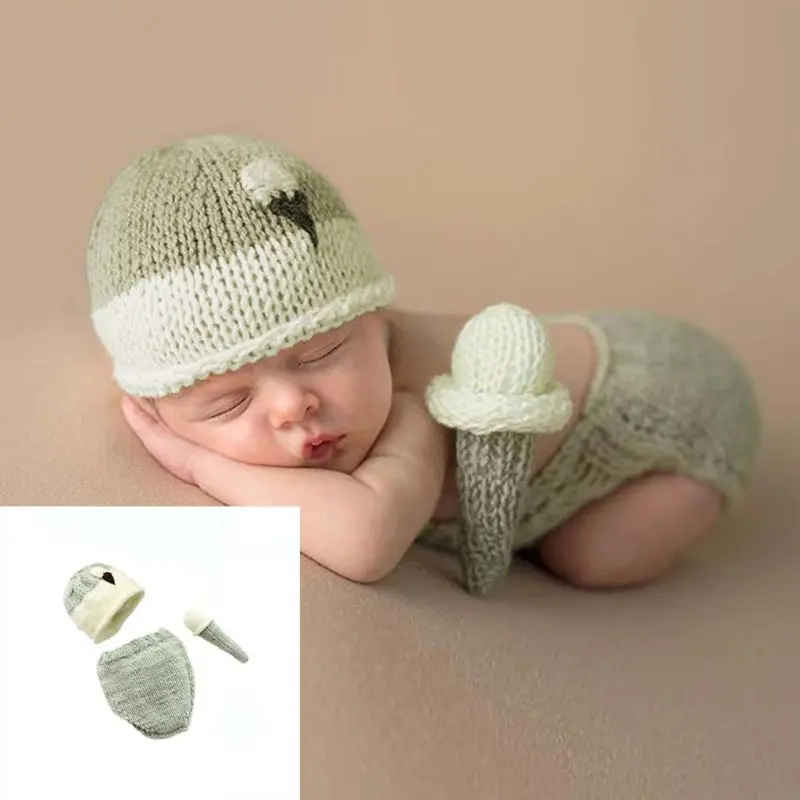 1set Newborn Photography Props Crothet Baby Clothes Boy Clothing Boys Accessories Infant Girl Costume Crocheted Handmade Outfit Baby Clothing Set