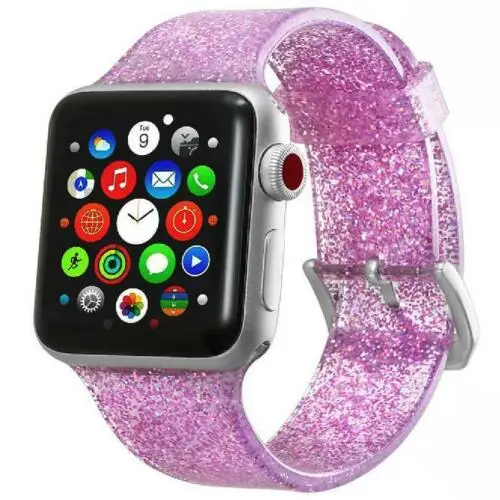Блестящий силиконовый ремешок для Apple Watch 38/42 мм Iwatch Series 12 3 4 5|Ремешки часов| |