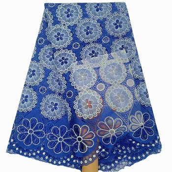 

2020 Latest style guipure lace fabric African Nigerian Tulle Laces Fabrics high quality With Stones for women party dress
