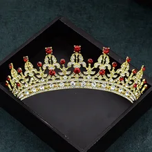 Головной убор Корона для невесты в стиле барокко Золотое свадебное платье головной убор Корона корейский стиль круглый принцесса свадебный орнамент