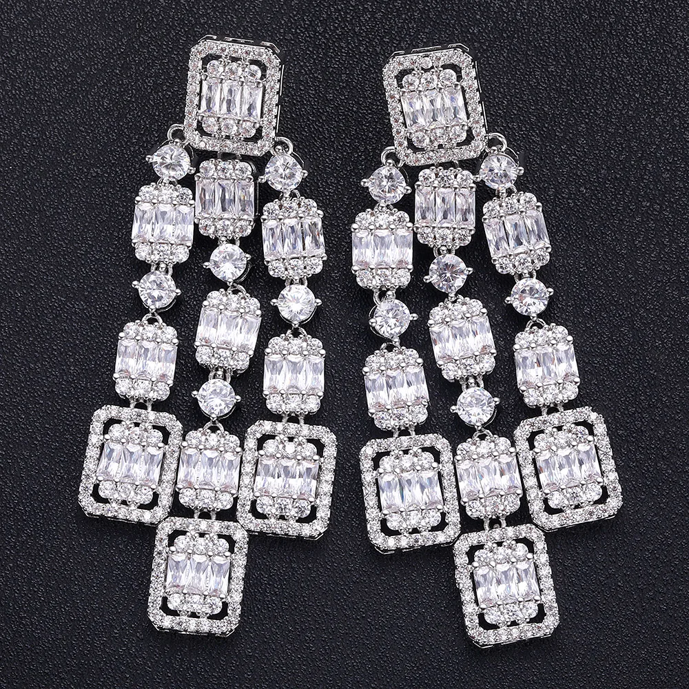 Jankelly waterdrop Multicolor Full Mirco Pink Cubic Zirconia Setting European brincos Wedding Hoop Earring Ring Jewelry Set