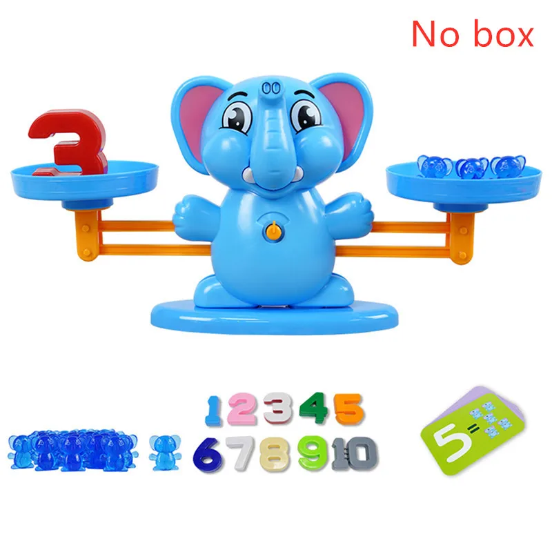 BlueElephant-NoBox Игра в матче по математике, настольные игрушки, лягушка, собака, свинья, обезьяна, пингвин, слон, весы, детские развивающие Игрушки для раннего развития - Цвет: BlueElephant-NoBox