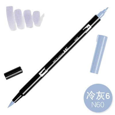 1 шт. TOMBOW AB-T Япония 96 цветов художественная кисть Ручка Двойные головки маркер Профессиональный водный маркер ручка живопись Kawaii канцелярские принадлежности - Цвет: N60
