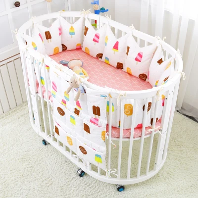 5 Pieces Ensemble Style Nordique Rond Rectangle Forme Ovale Bebe Berceau Pare Chocs Confortable Bebe Ensemble De Literie Coton Bebe Lit Pare Chocs Drap De Lit Aliexpress